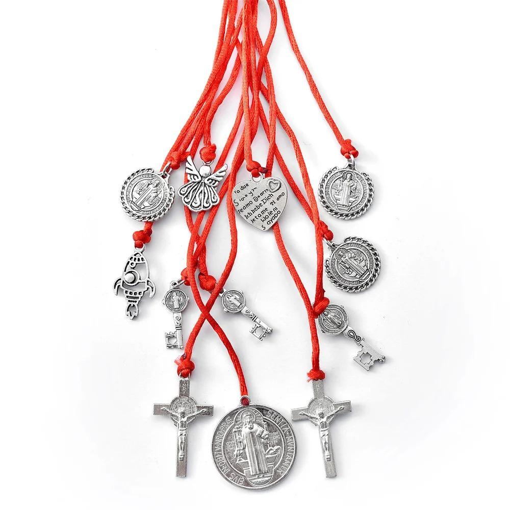 Vintage Catholic Hanging Ornaments Catholic San Benito Medalla Cross  Home Office Decoration