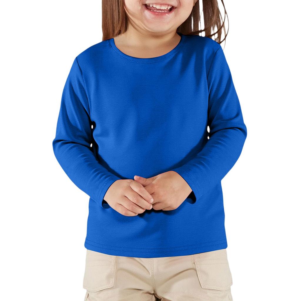 Boy And Girls Solid Color Long Sleeved T-shirt Round Neck Solid Color T-shirt