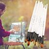 12PCS Pearl White Handles Art Paint Brush Set Tongue Tip & Angle Tip Soft Nylon Fiber Watercolor Painting Tools Firm Fastening