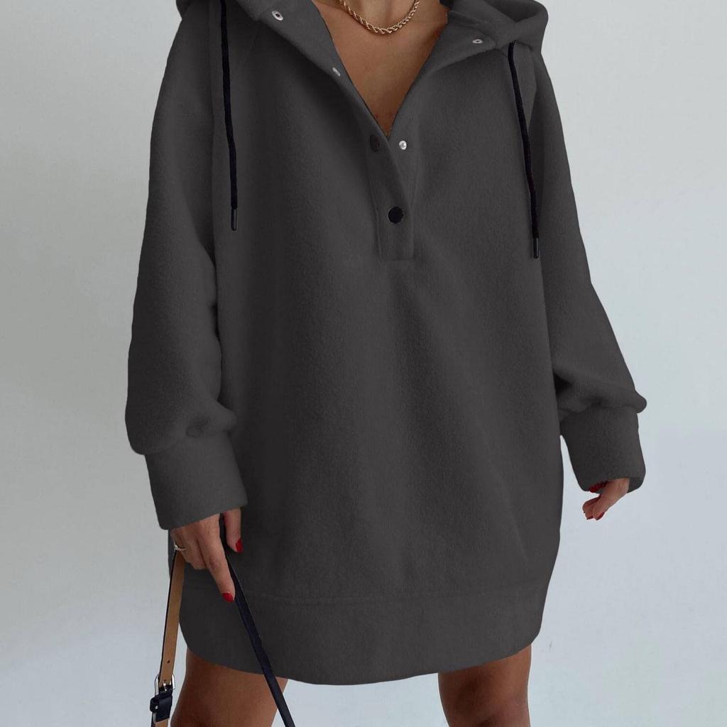 Women's Long-sleeved Loose Casual Hooded Fleece Sweatshirt Top