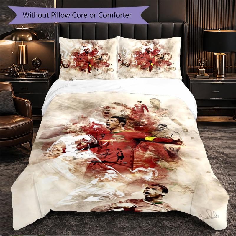 Cristiano Ronaldo Themed Bedding 3Pcs Duvet Cover Set Decorative Bed Linen For Teen Room Home Decoration