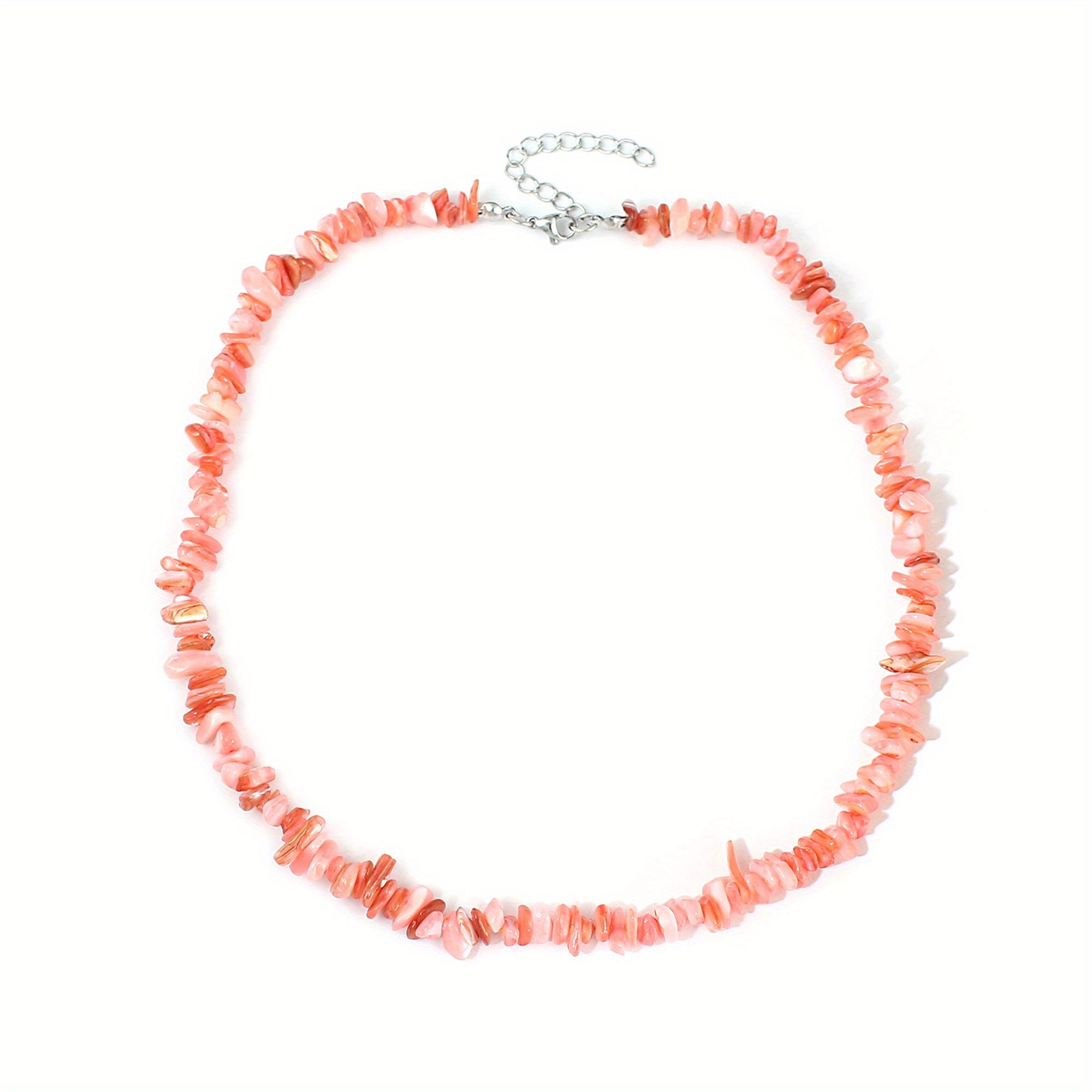 

Mixed Natural Irregular Shell Beads Necklace for DIY Making Jewelry Colorful Beaded Necklace Boho Rainbow Natural Stone Beaded розовый