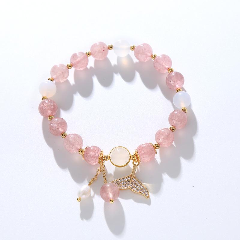 Natural strawberry crystal powder crystal Bangles Women Fashion Jewelry accessories Gift