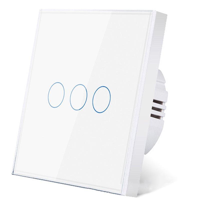 2025 Trend European AC100-240V Tempered Black White Glass Touch Switch Panel Wall Light Sensor Button Gang 10A Interrupt EU Plug