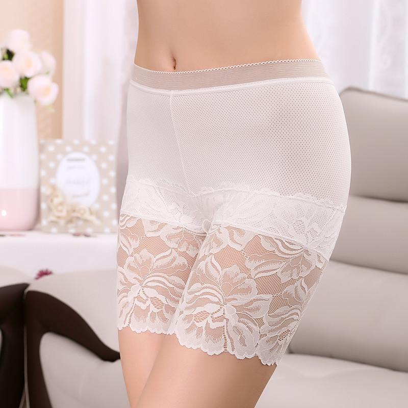 Pantaloni scurți cu talie înaltă fără cusături sub fustă Plus Size Sexy Dantela Anti-frecare Pantaloni scurti de siguranță Lenjerie de corp Chiloți