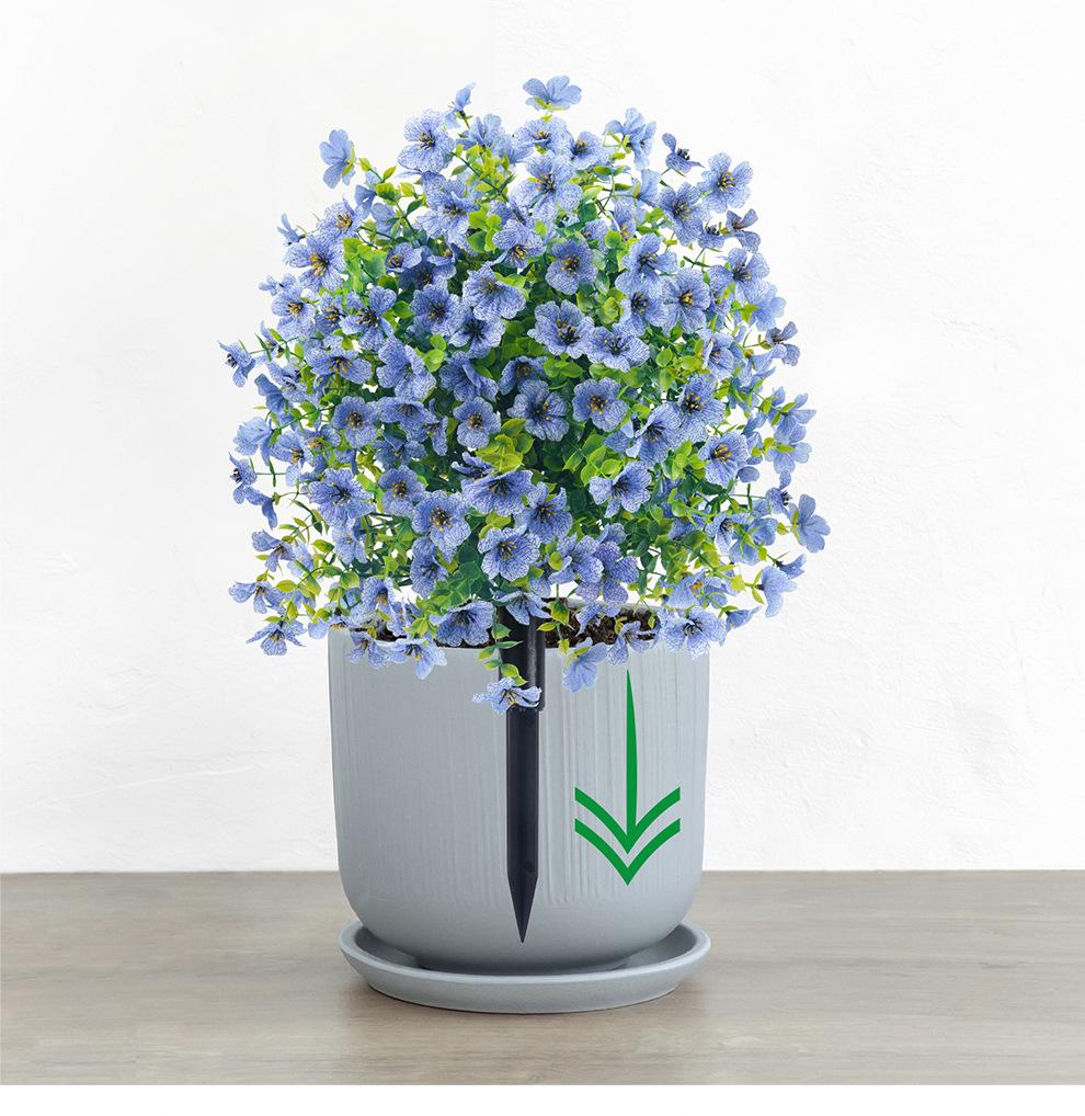 Violet Eucalyptus Garden Stake: Realistic Faux Flower Decoration with Ground Peg