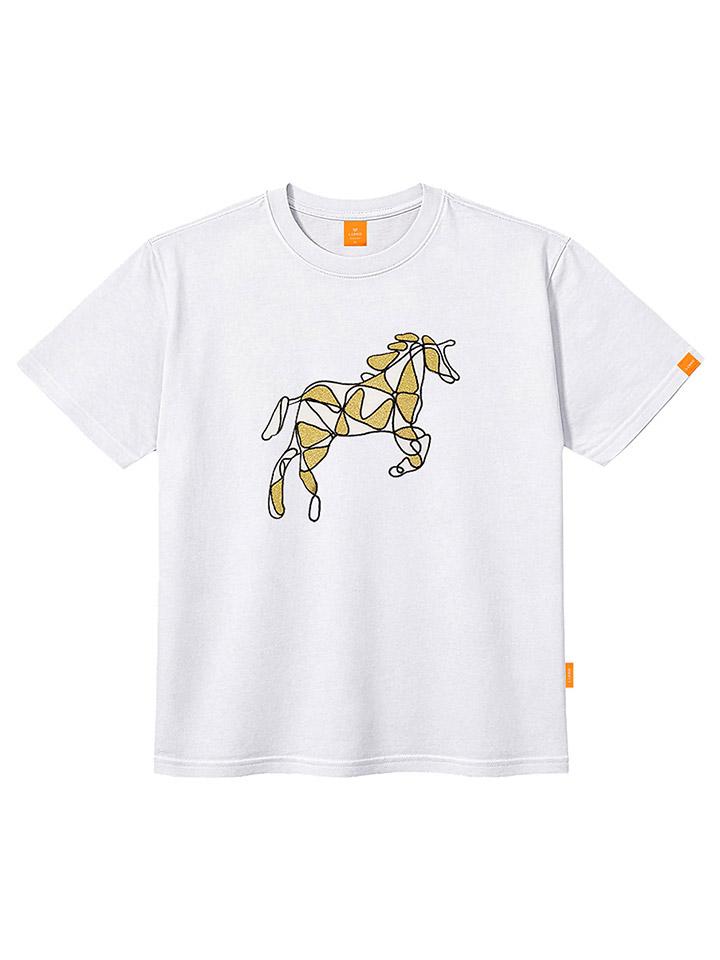 Ellamo Embroidered Golden Horse Short Sleeve T-Shirt Unisex Plus Sizes S~4Xl