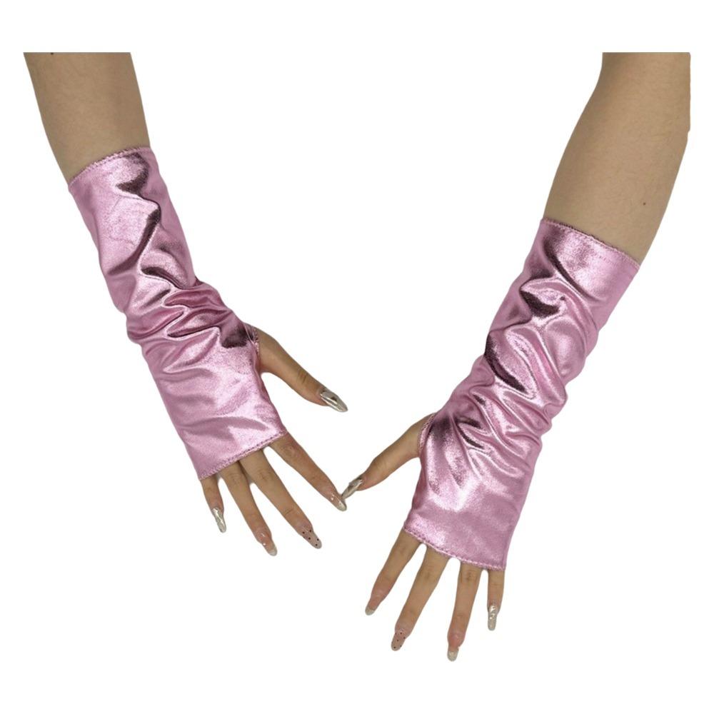 Solid Color Fingerless Mittens Imitation Leather Rock Gloves Punk Style Short Gloves  Friend Gift