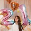 40 Inch  Gradient  Number 0-9 Foil Digital Balloons For Birthday Party