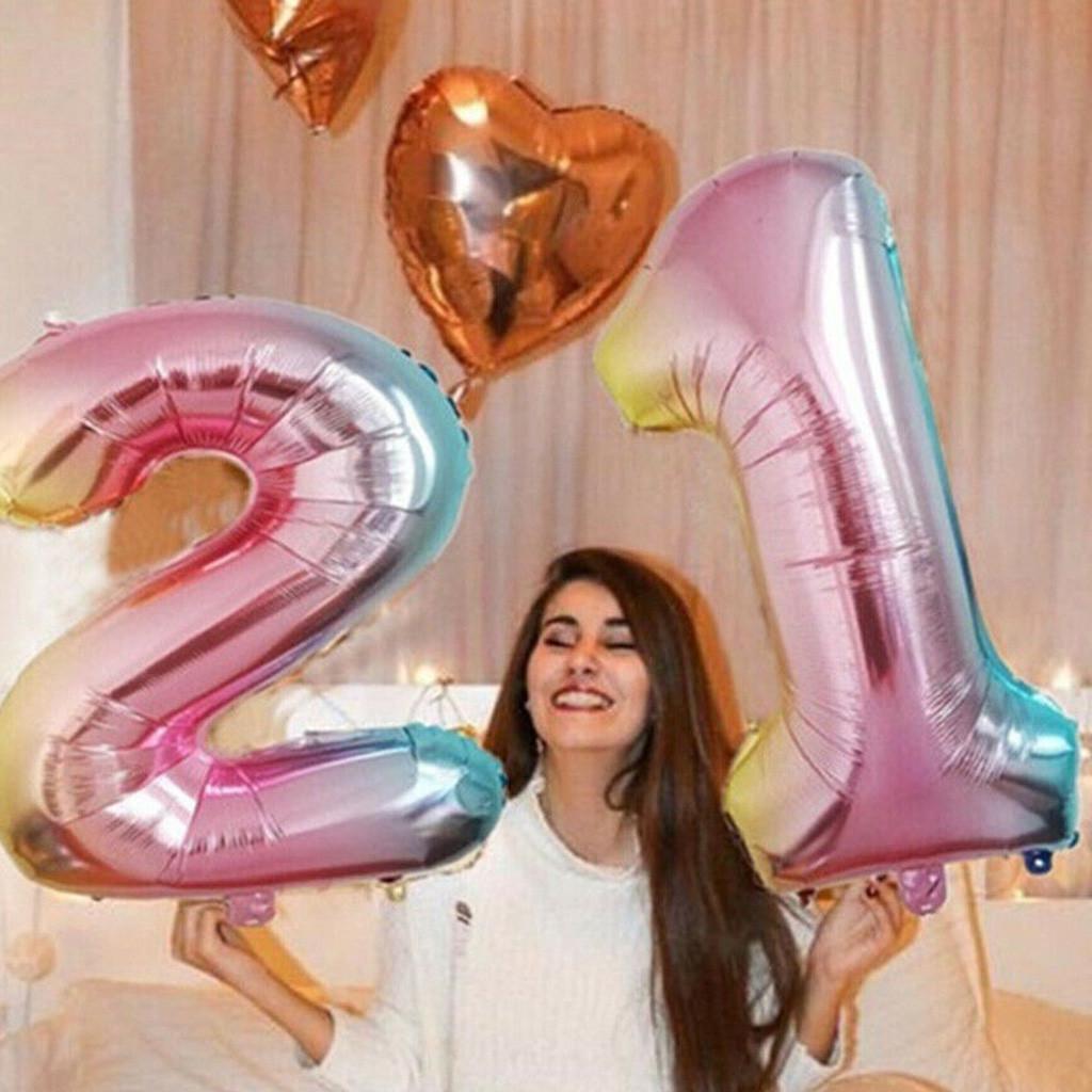 40 Inch  Gradient  Number 0-9 Foil Digital Balloons For Birthday Party