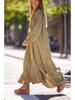 2025 Summer Women's V-neck Cotton Linen Dress: Casual European & American Vacation Style