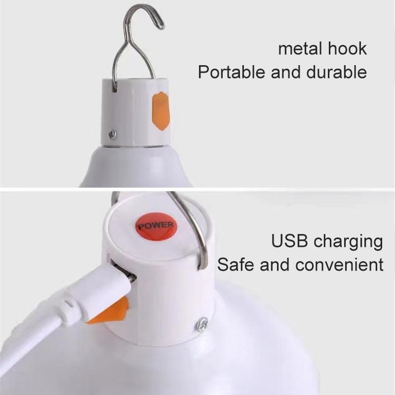 Portable Emergency Lights with Hook Outdoor Rechargeable Lamp Bulbs Fishing Camping Patio Porch Garden Lighting
