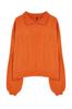 Women's Fashionable Stylish Sweater Orange Wide Fit Soft Textured Hair Braided Knitwear Sweater