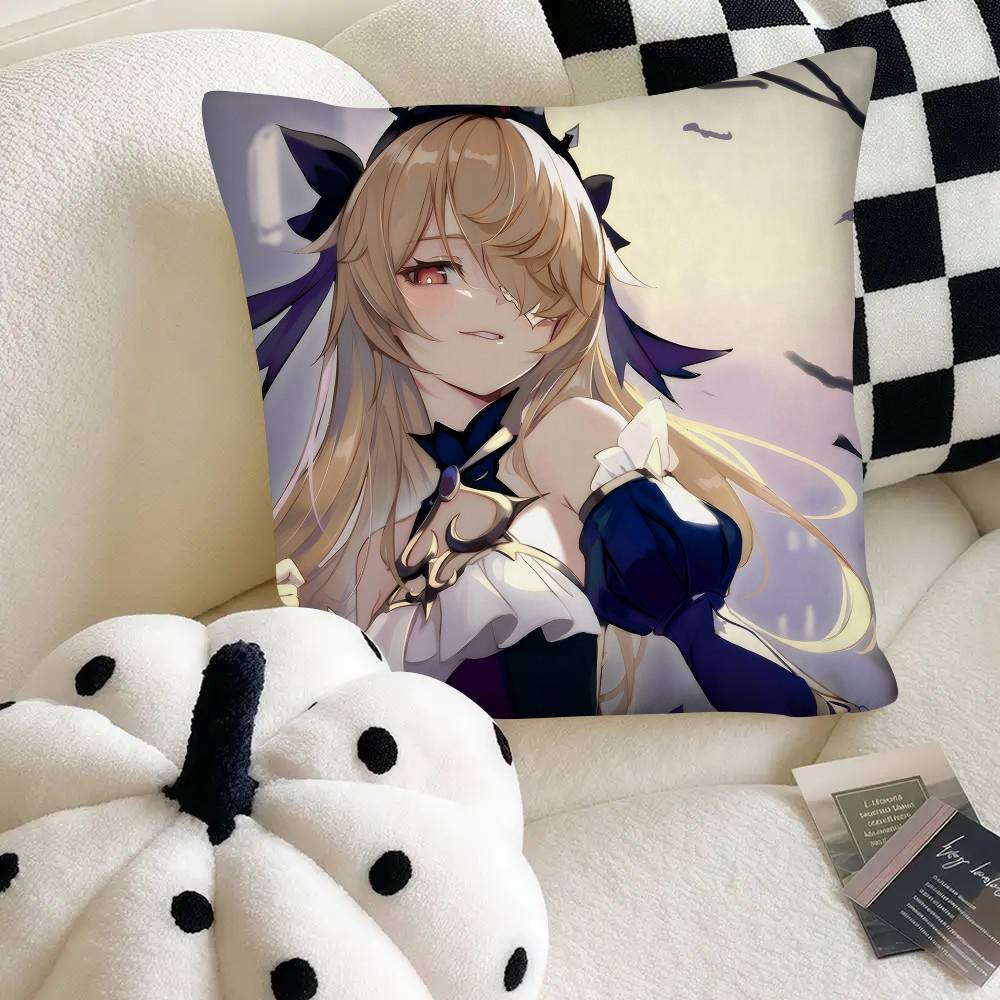 Fischl Anime Game Genshin Impact CUTE Pillow Case Square Pillow Bedroom Sofa Leisure Comfort Cushion Car Home Decoration