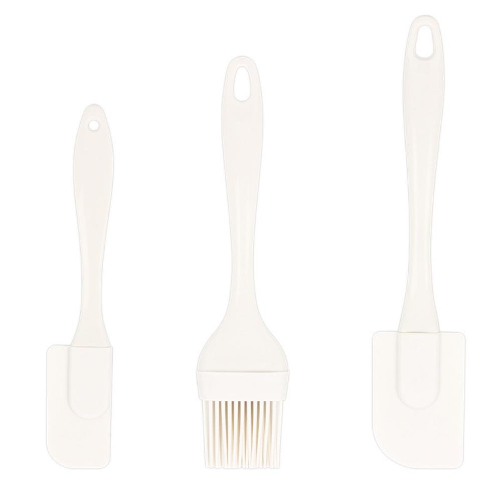 3-Piece Silicone Spatula & Oil Brush Set, Heat Resistant Baking Kit, Silicone Cake Cream Spatula & Silicone Oil Brush бежевый