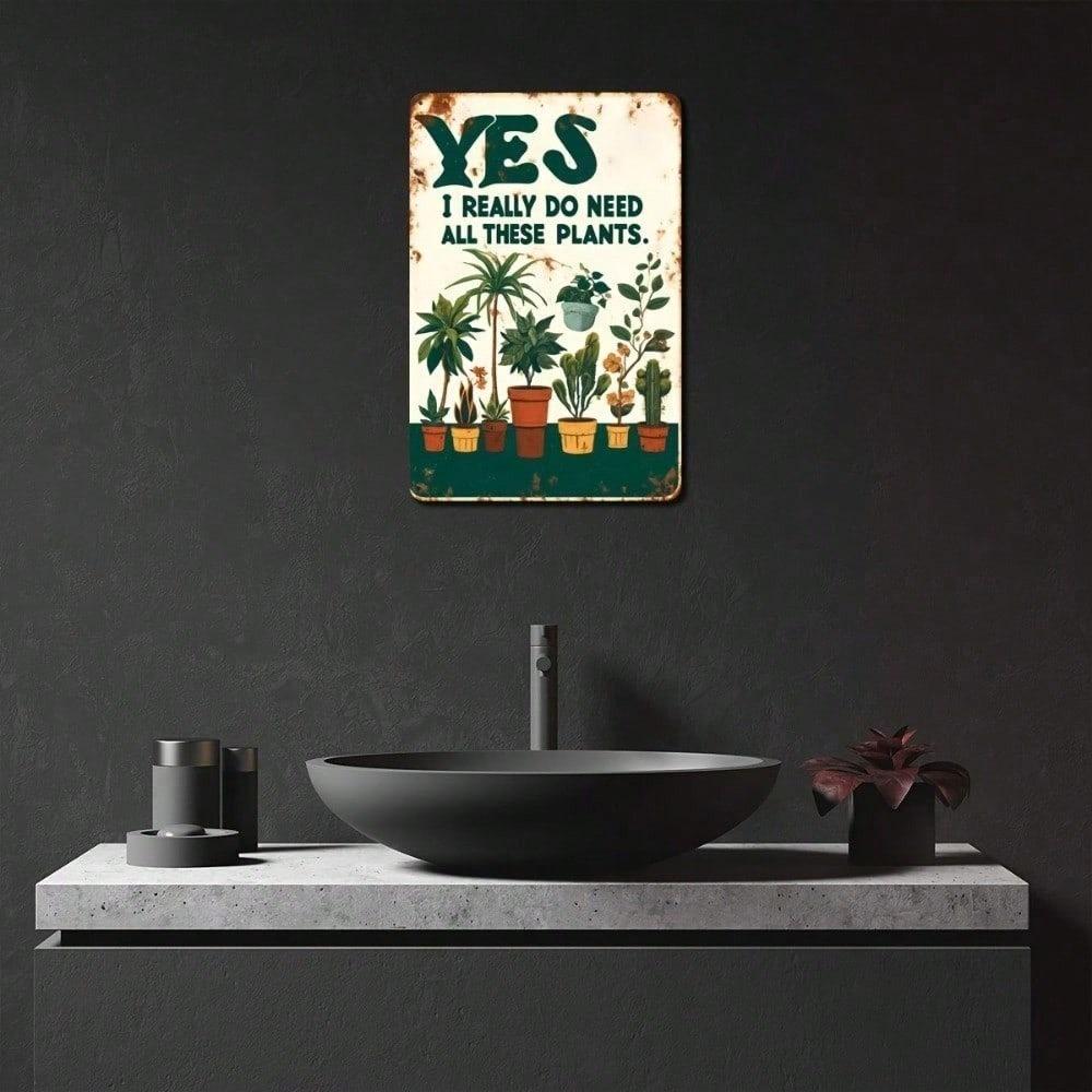 Vintage 2D Metal Wall Sign, Retro Metallic Poster for Kitchen Decor