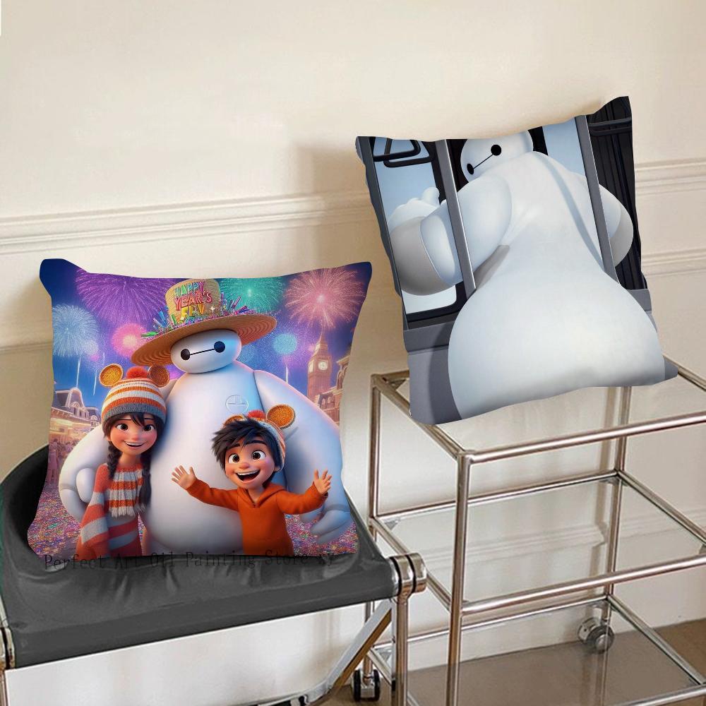 B-Baymax Animated Character Pillow Case Square Pillow Bedroom Sofa Leisure Comfort Cushion Car Living Room Home Decoration