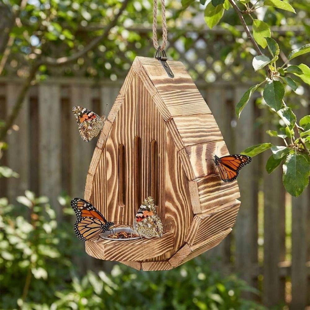 Teardrop Shaped Hanging Butterfly Feeder Rustic Insect Feeder House  Outdoor Garden Use