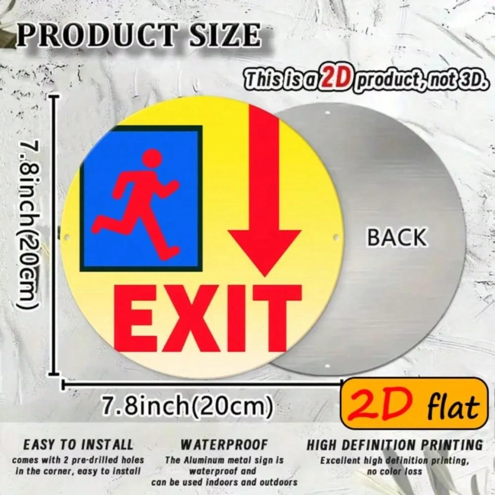 Red Exit Running Figure Sign 20x20cm Aluminum Outdoor Emergency Safety Plaque Highly Visible Warning Decorative Gift