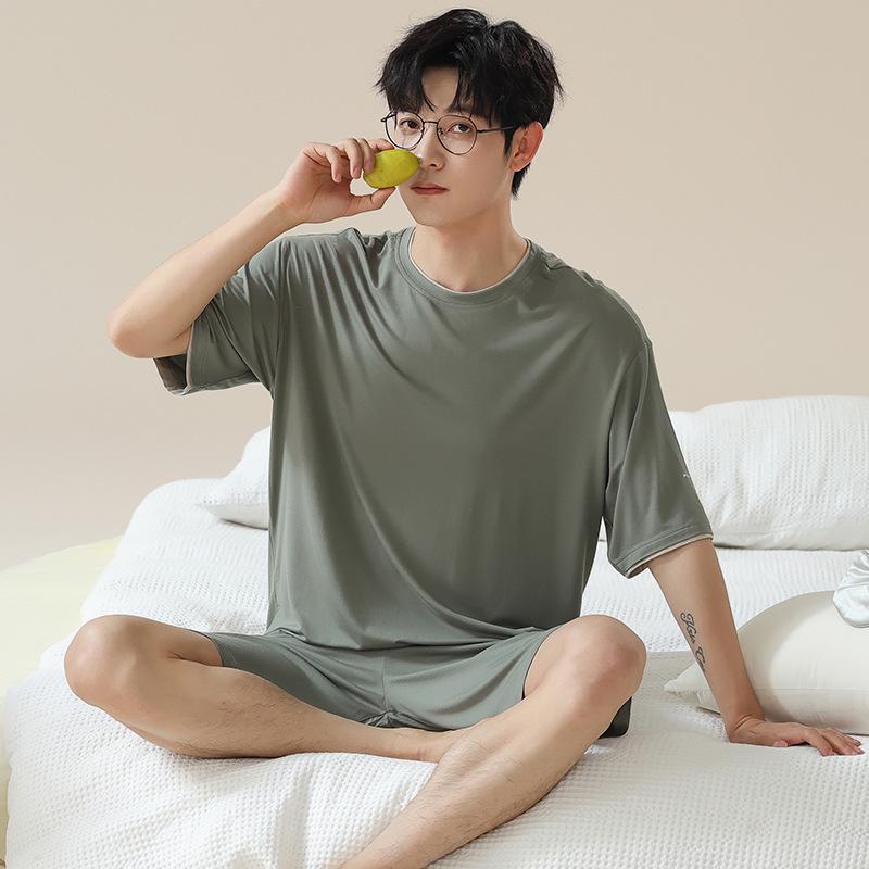 Men's Modal Short Sleeve Pajama Set - Lightweight Summer Loungwear, Loose Fit, Plus Size 200 Jin
