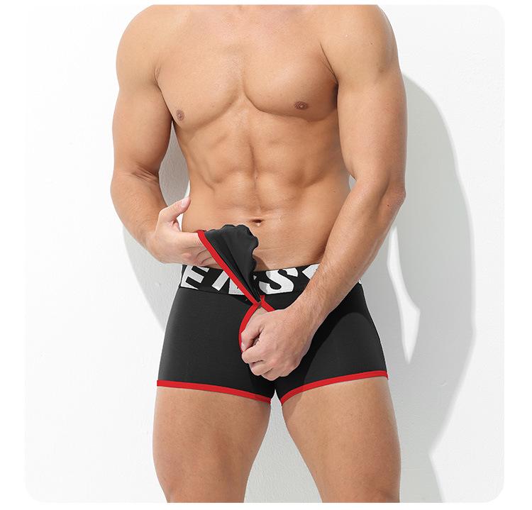 Men's Low-Rise Modal Quick-Release Boxer Briefs with Front and Back Slits – Sexy, Breathable European/American Classic