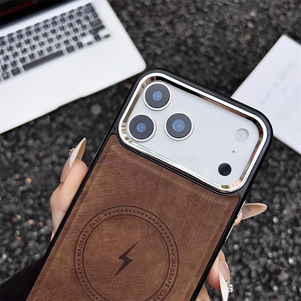 Wireless Charging Magnetic Leather Case For iPhone 17 16 15 14 13 12 11 Pro Max Plus For Magsafe Bumper Shockproof Cover
