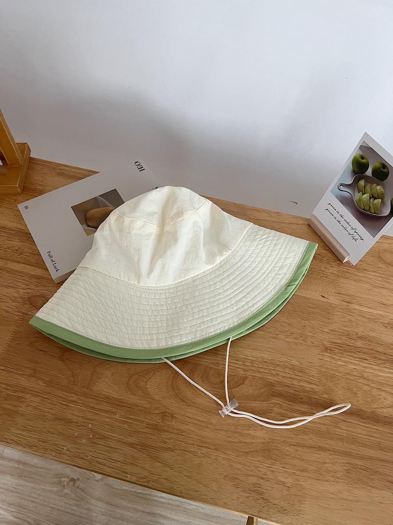 Light and quick-drying wide brim bucket hat Spring and summer camping windbreak rope Contrast color sun hat Sunscreen sunshade basin hat Children