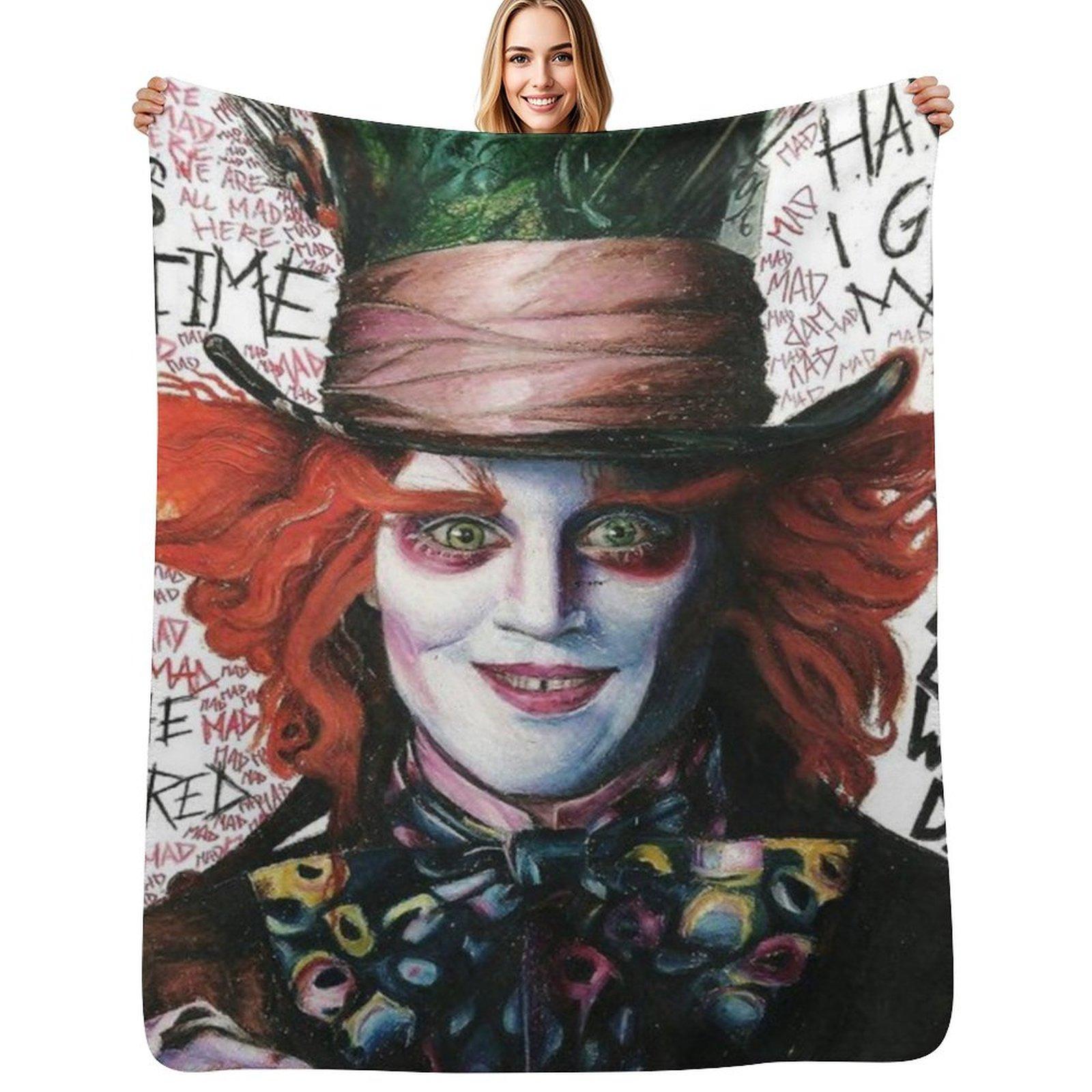 

mad hatter Throw Blanket Luxury St Bed covers Sofas Flannel Fabric Blankets 30x40in