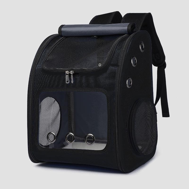 Transparent Foldable Cat Carrier Backpack - Breathable and Portable for Travel чёрный