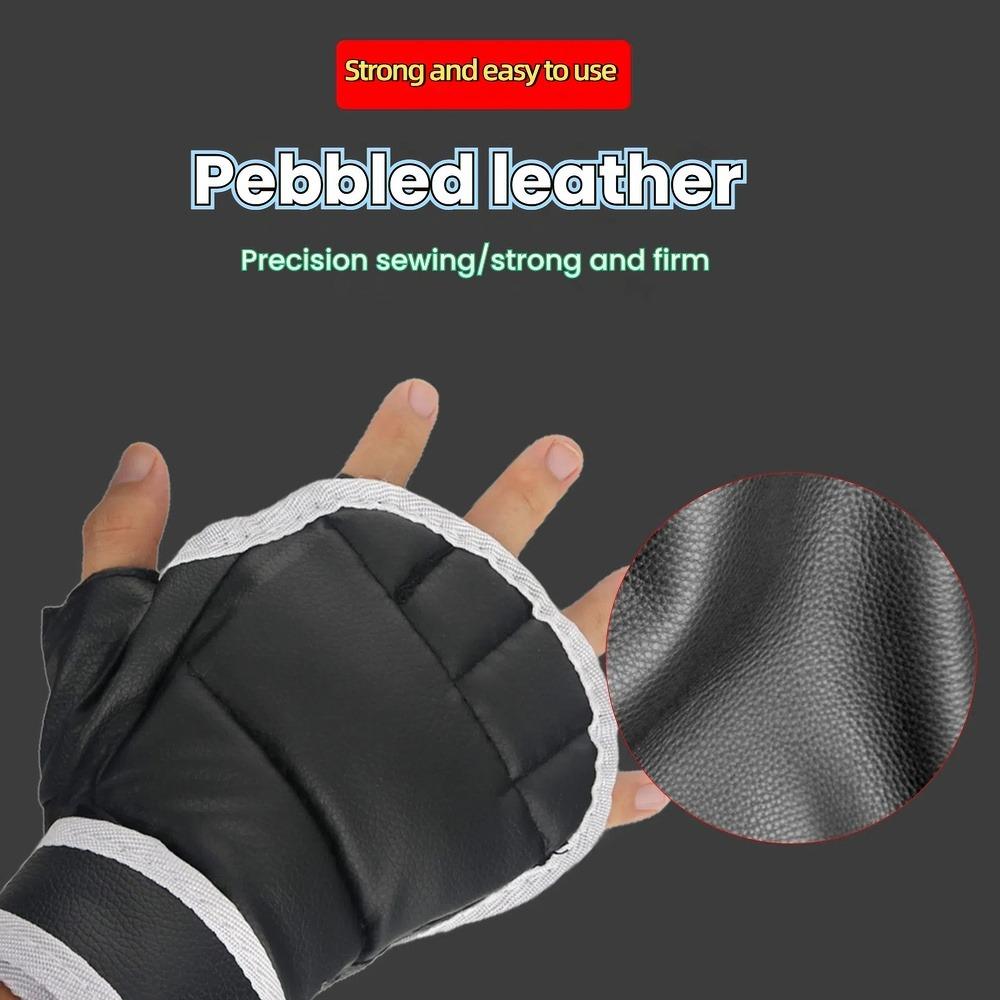 1 Pair of Black Half Finger Boxing Gloves PU Leather Karate Muay Thai Training and Exercise Gloves Children's Boxing Gloves