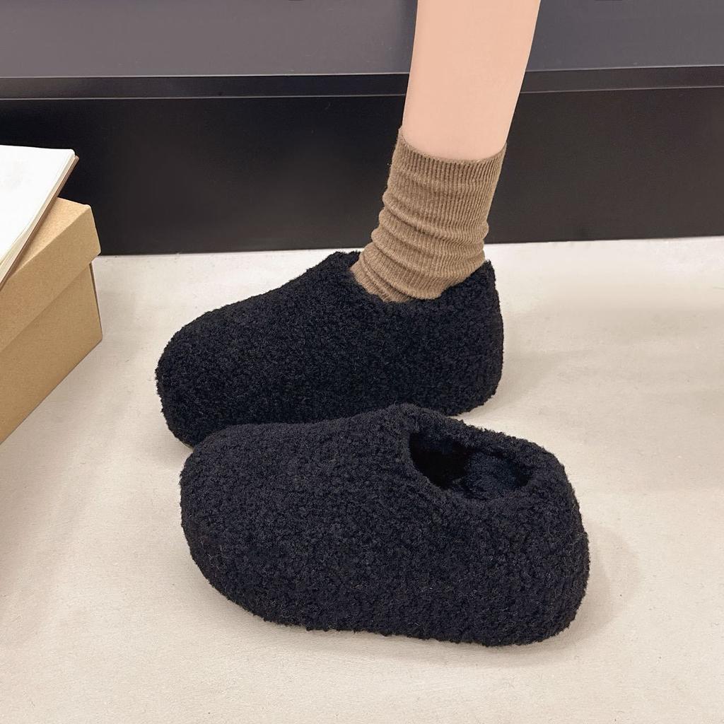 Women's soft elastic thick bottom heightening winter fur one warm cold padded snow boots non-slip wear casual sports cotton boots fur shoes