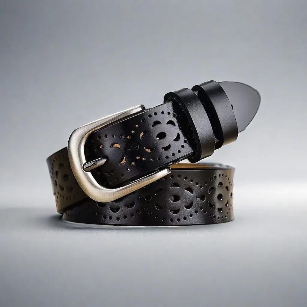 

Женский пояс с выемкой Four Seasons Design, простой повседневный легкий ремень 105 CM чёрный