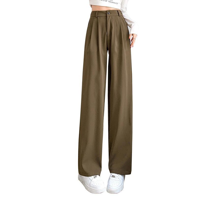 Black suit pants women's spring and autumn high waist and thin high-end drape casual pants narrow straight mopping wide-leg pants
