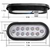 4Pcs 6" Oval Red Stop Turn Tail Lights to White Back-up Lights 12 LED, 6 Inch Round Red/White Dual Trailer Truck Tail Lights with Rubber Grommet and