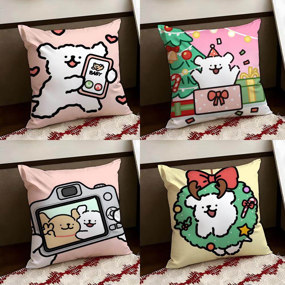 Cute LLine PPuppy Cushion Cover Reversible Soft Durable Pillow Cover Home Car MultiScene Use for Daily Comfort