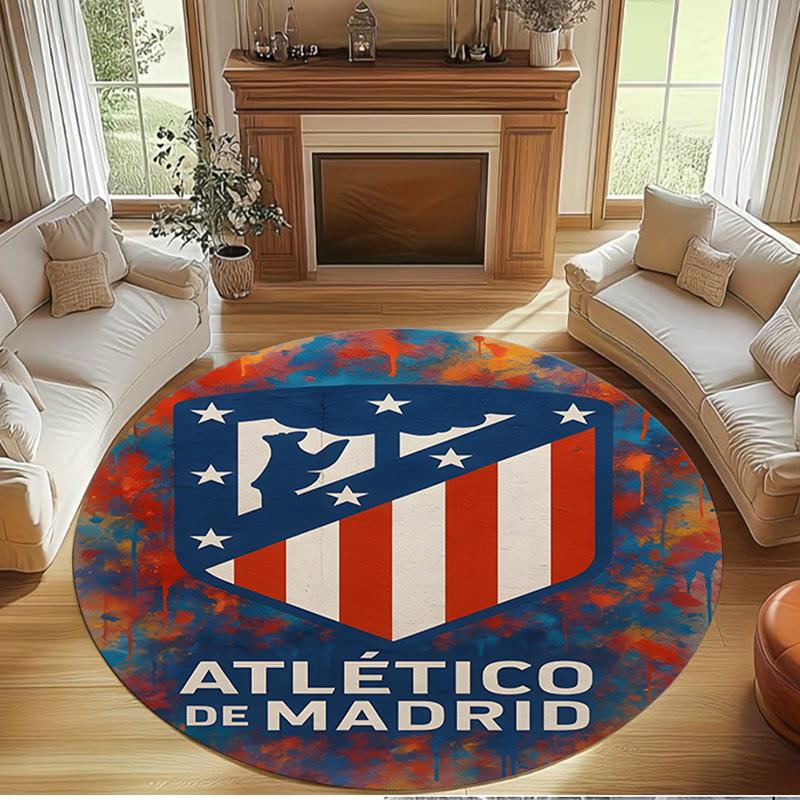 Football Club Print Round Rug, Washable Floor Carpet, For Entryway Dorm Laundry Room Office Study, Home Decor Birthday Christmas Gift