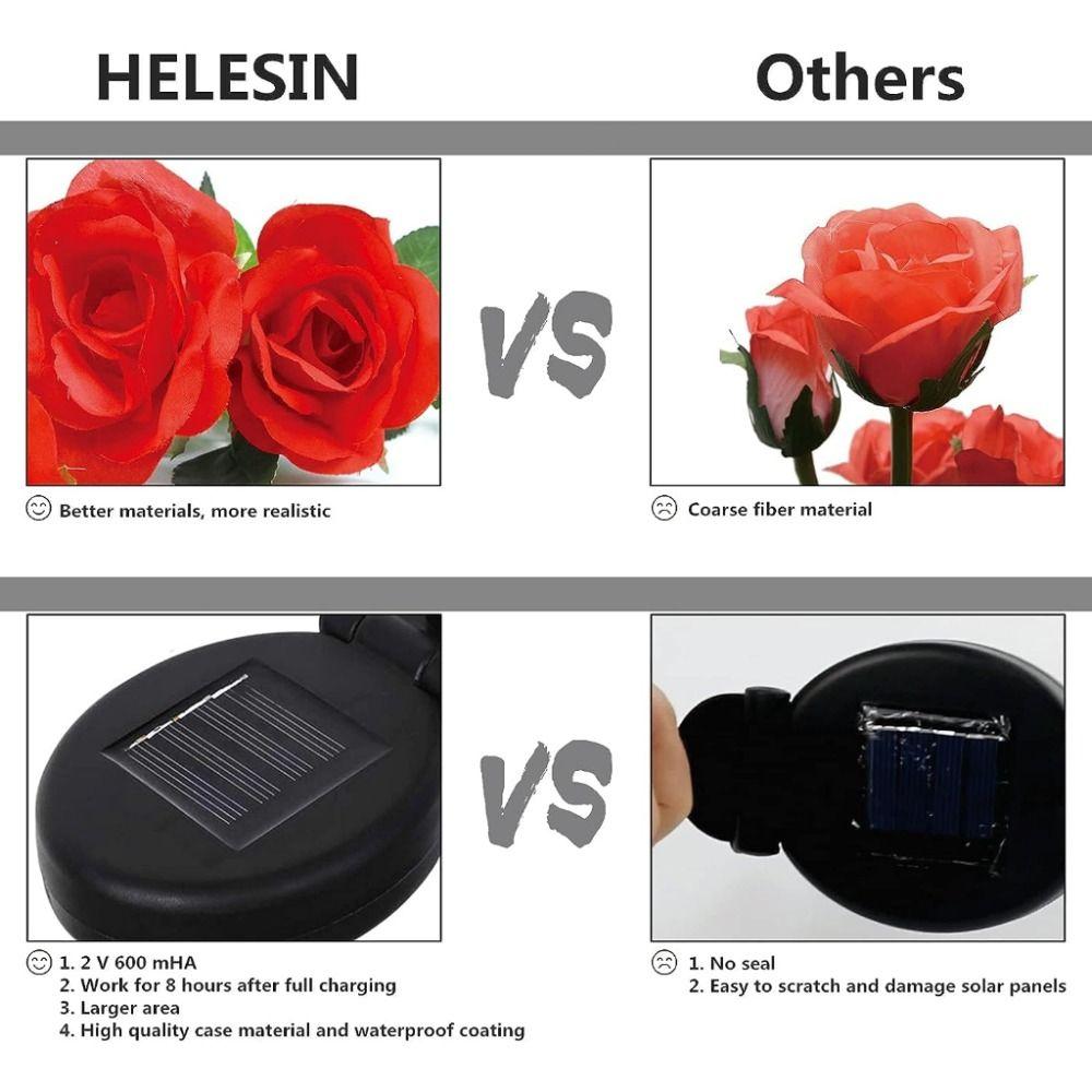 Plug-in Rose LED Solar Light Simulation Flower Decoration Outdoor Solar Garden Light Fairy Swaying Solar Flower Lamp Lawn