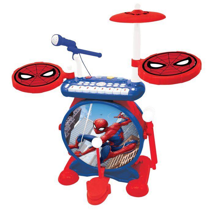 SpiderMan - Batterie électronique pour enfant - Lumineuse - Complète avec clavier, cymbales et tabouret - Lexibook