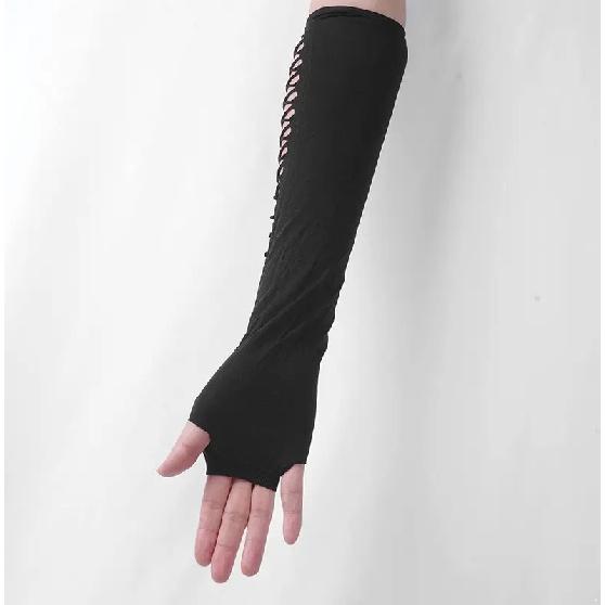 Black Fingerless Gloves women Punk Dark Gothic Cuff Men Hip Hop Hollow Out Rock Gloves E-GIRL Grunge Emo Accessories Mall Goth