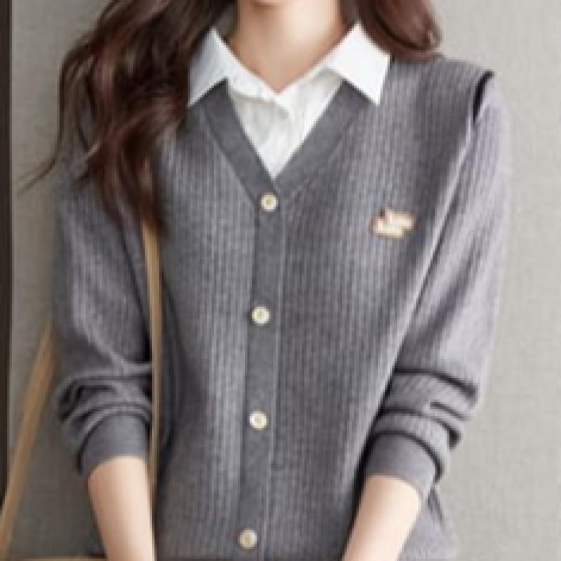 Navava Casual Rib 2 In 1 Long Sleeve Collar Knit Nk2773