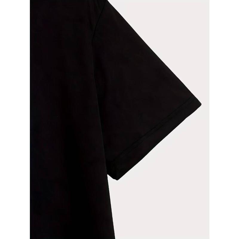 Evropské velikosti Pánské ležérní tričko s krátkým rukávem | Letní prodyšné s kulatým výstřihem a trendy potiskem bot, Lze prát v pračce, Běžný střih pro ležérní nošení