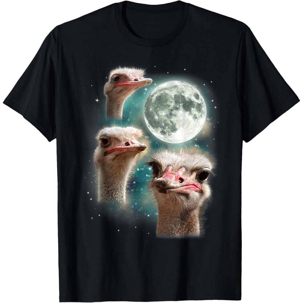 Three Ostrich Moon Hilarious Flightless 3 Bird Parody T-Shirt XS чёрный