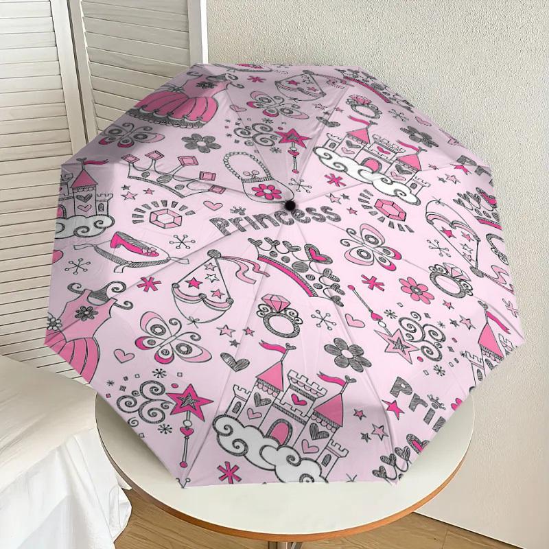 1PC Princess Prince Umbrella-8-Rib Reinforced Portable Folding Travel Suitable for All Seasons Outdoor Daily Use -J0351
