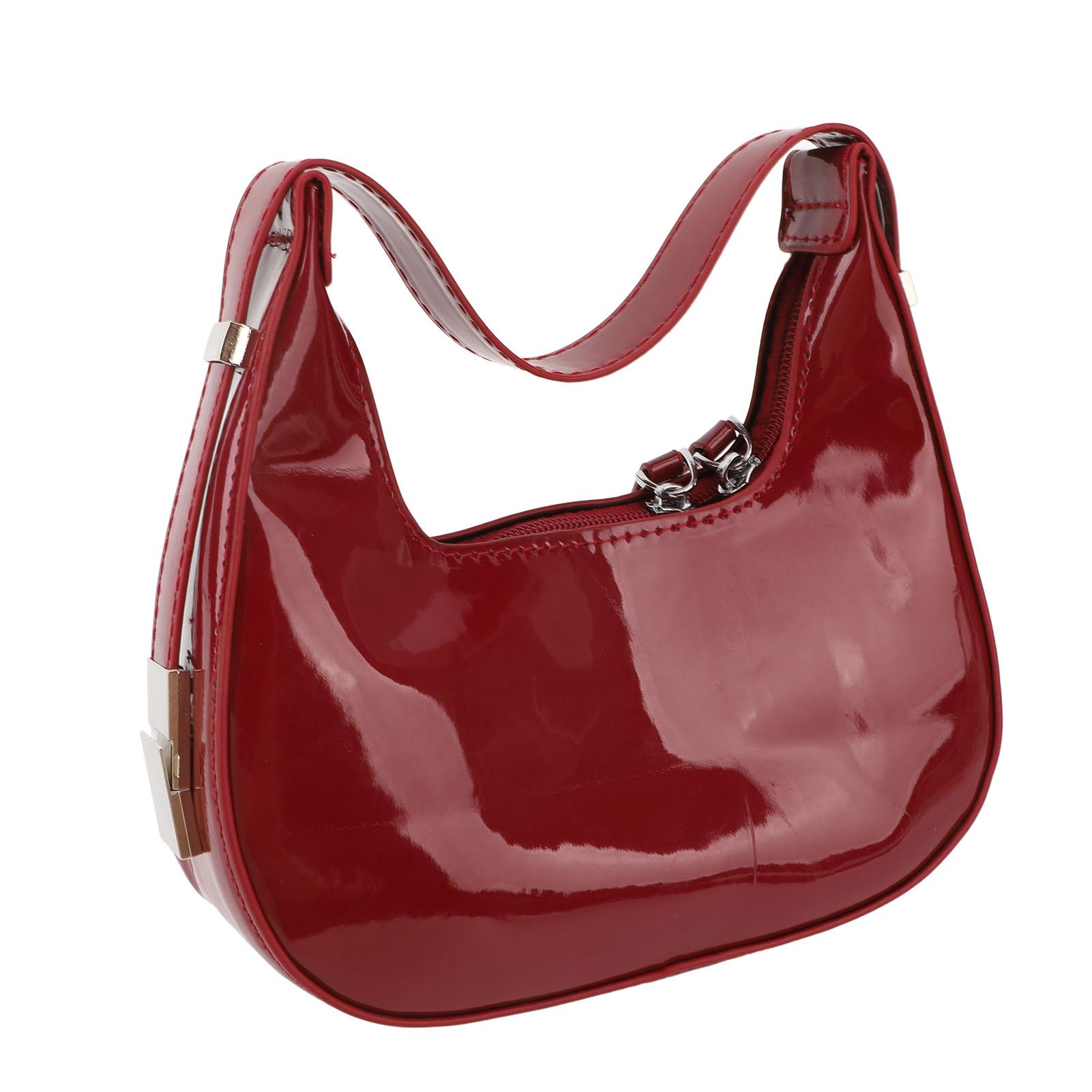 Женская сумка подмышку Модная глянцевая поверхность ПУ кожа Сумка через плечо Мессенджер для вечеринки Красная Маленький размер 1490₽