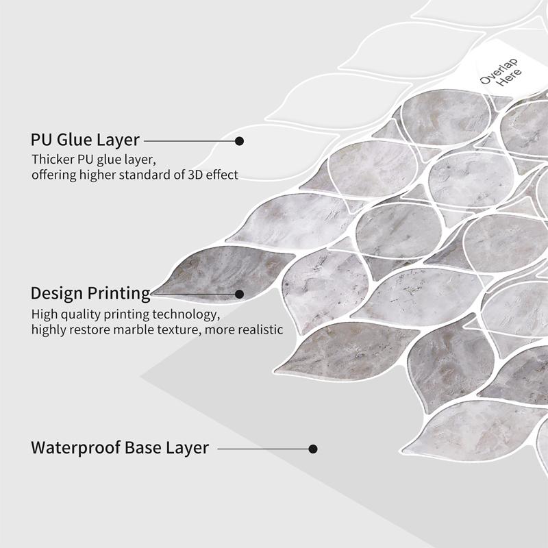 3D PVC samolepka na zeď Samolepka na mramorové dlaždice Samolepící Vodotěsná Kuchyň Koupelna Domácí Dekor 30 cm X 30 cm
