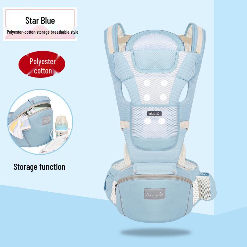 Foldable Baby Carrier Waist Stool: Dual-Use, Breathable & Portable, Front and Back Double Shoulder Baby Holder.