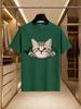 2026 New Arrival 100 Cotton Tshirt 3d Zipper Crack Tabby Cat Print Cute Pet Crew Neck Casual Short Sleeve