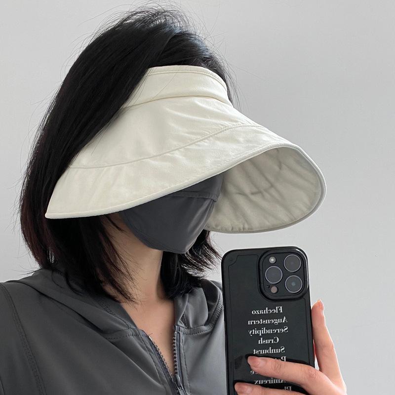 Big Brim Empty Top Sun Hat Summer Women Anti UV Sunscreen Cap Beach Outdoor Foldable Riding Sport Visors