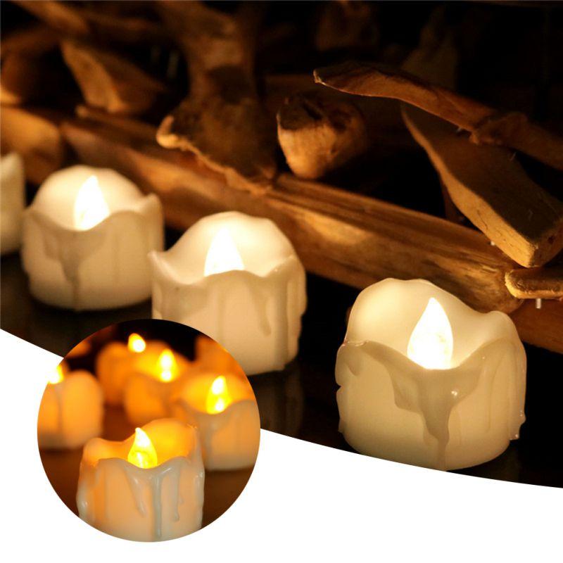 12 pachete de lumânări votive cu LED-uri albe calde, fără flacără, pentru Halloween, nuntă, petrecere, decorațiuni interioare și exterioare, acționate cu ciclu
