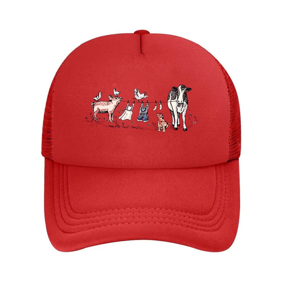 Cute Farm Animal s Outfits Mesh Baseball Cap Hip Hop Adjustable